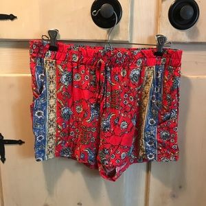 Red Floral Shorts
